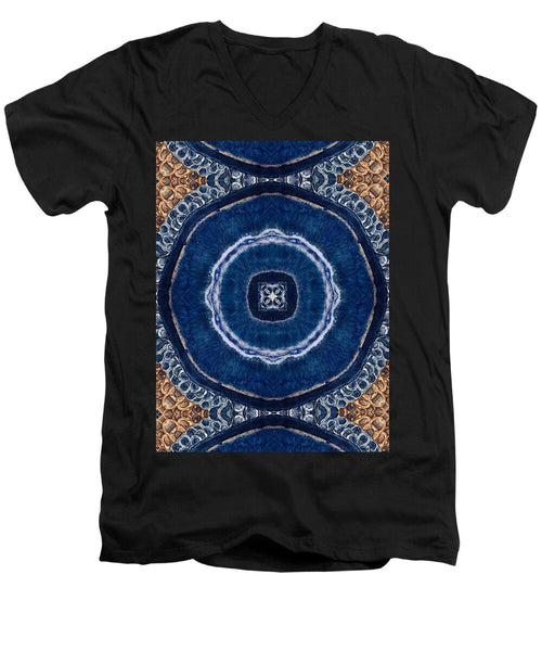 Blue Striped Agate Abstract II - Men's V-Neck T-Shirt