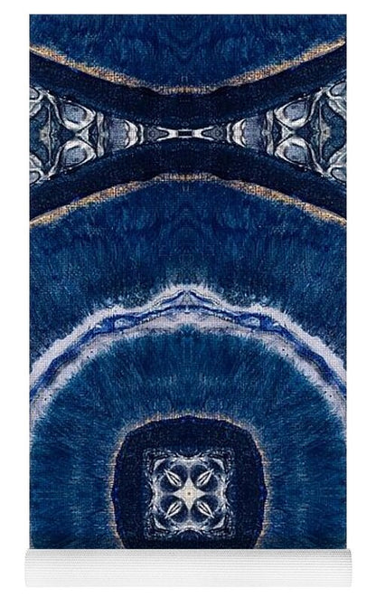 Blue Striped Agate Abstract II - Yoga Mat