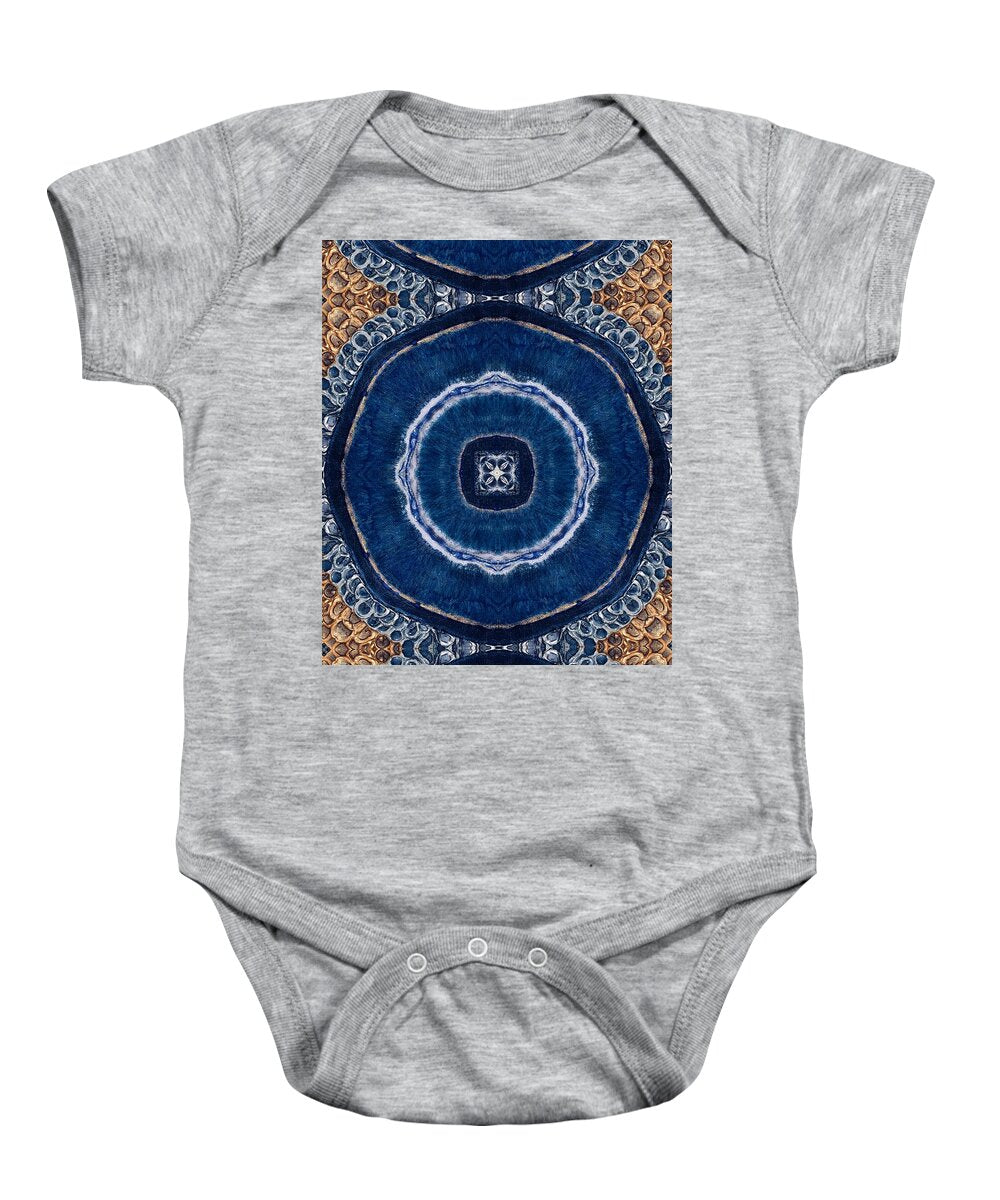 Blue Striped Agate Abstract II - Baby Onesie