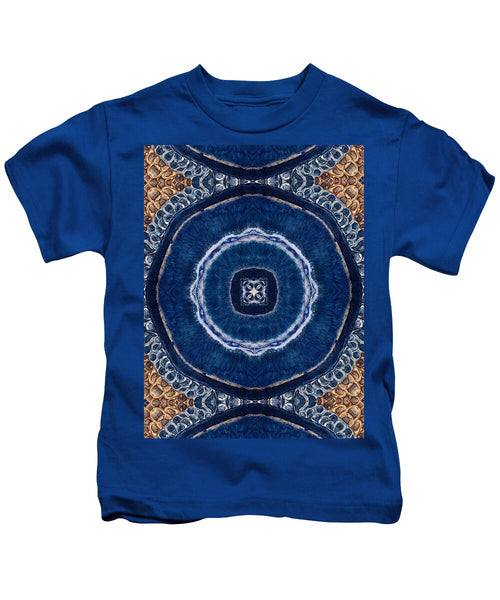 Blue Striped Agate Abstract II - Kids T-Shirt