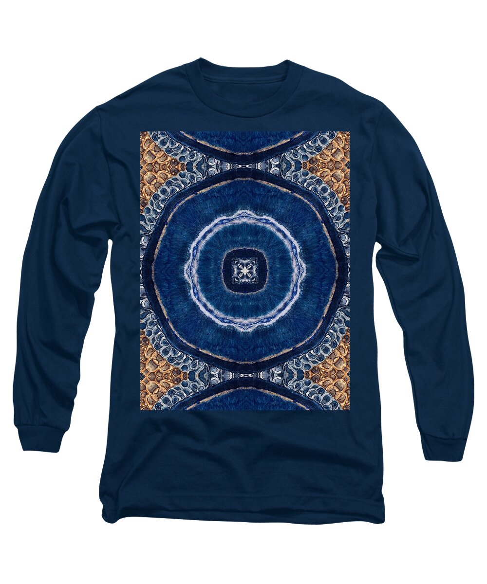 Blue Striped Agate Abstract II - Long Sleeve T-Shirt