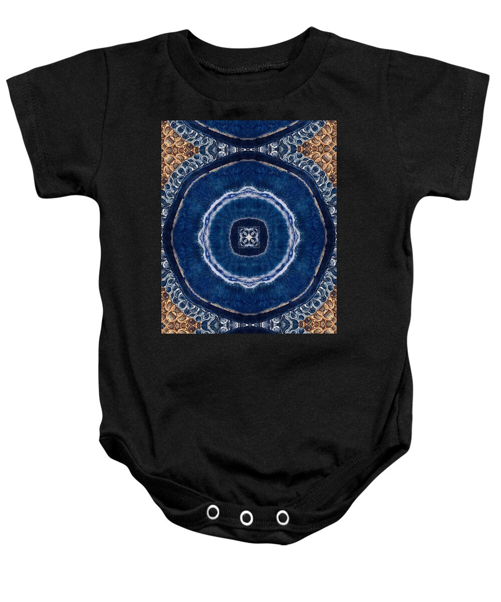 Blue Striped Agate Abstract II - Baby Onesie