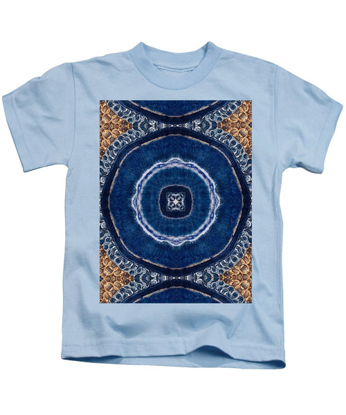 Blue Striped Agate Abstract II - Kids T-Shirt