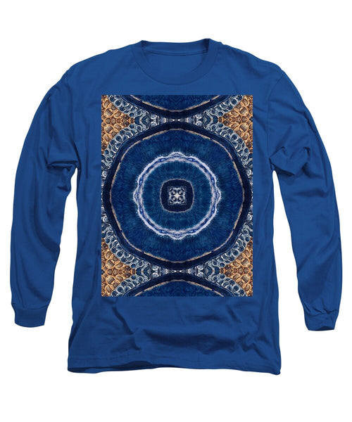 Blue Striped Agate Abstract II - Long Sleeve T-Shirt