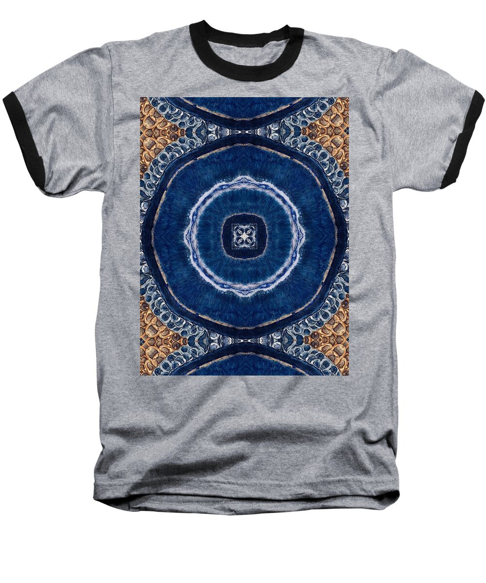 Blue Striped Agate Abstract II - Baseball T-Shirt