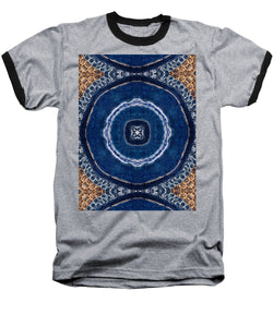 Blue Striped Agate Abstract II - Baseball T-Shirt
