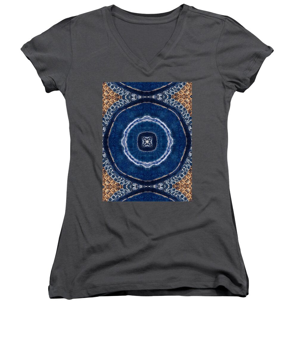 Blue Striped Agate Abstract II - Women's V-Neck