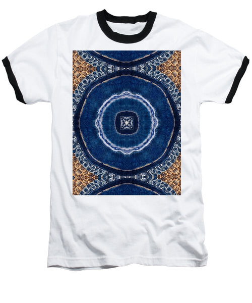 Blue Striped Agate Abstract II - Baseball T-Shirt