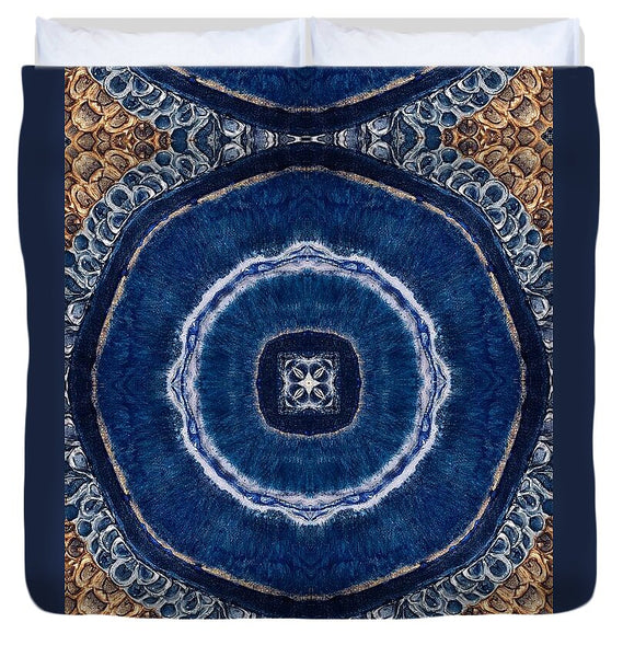 Blue Striped Agate Abstract II - Duvet Cover