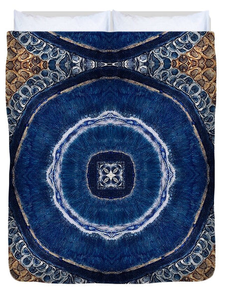 Blue Striped Agate Abstract II - Duvet Cover