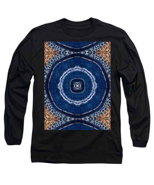 Blue Striped Agate Abstract II - Long Sleeve T-Shirt