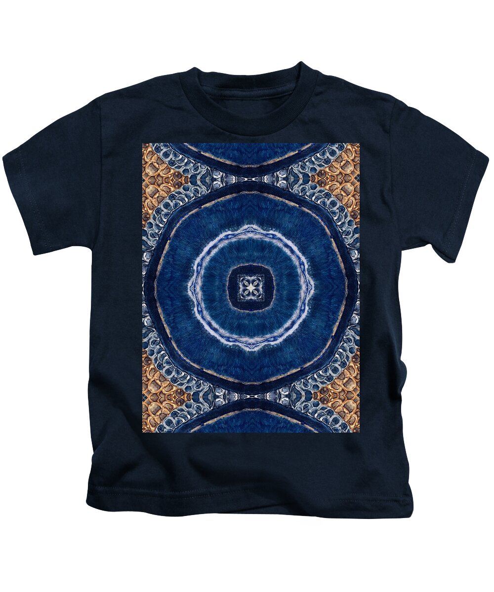 Blue Striped Agate Abstract II - Kids T-Shirt