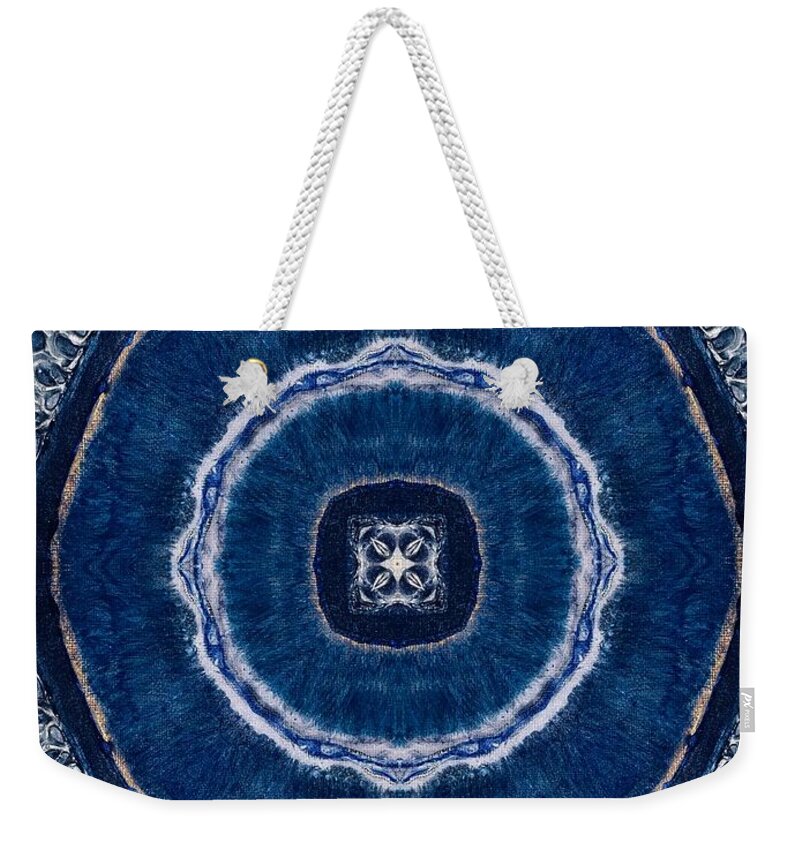 Blue Striped Agate Abstract II - Weekender Tote Bag