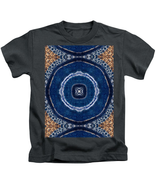 Blue Striped Agate Abstract II - Kids T-Shirt