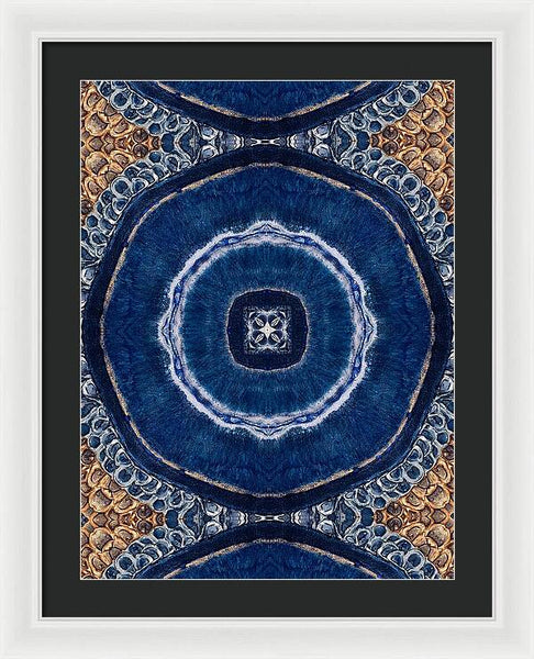 Blue Striped Agate Abstract II - Framed Print