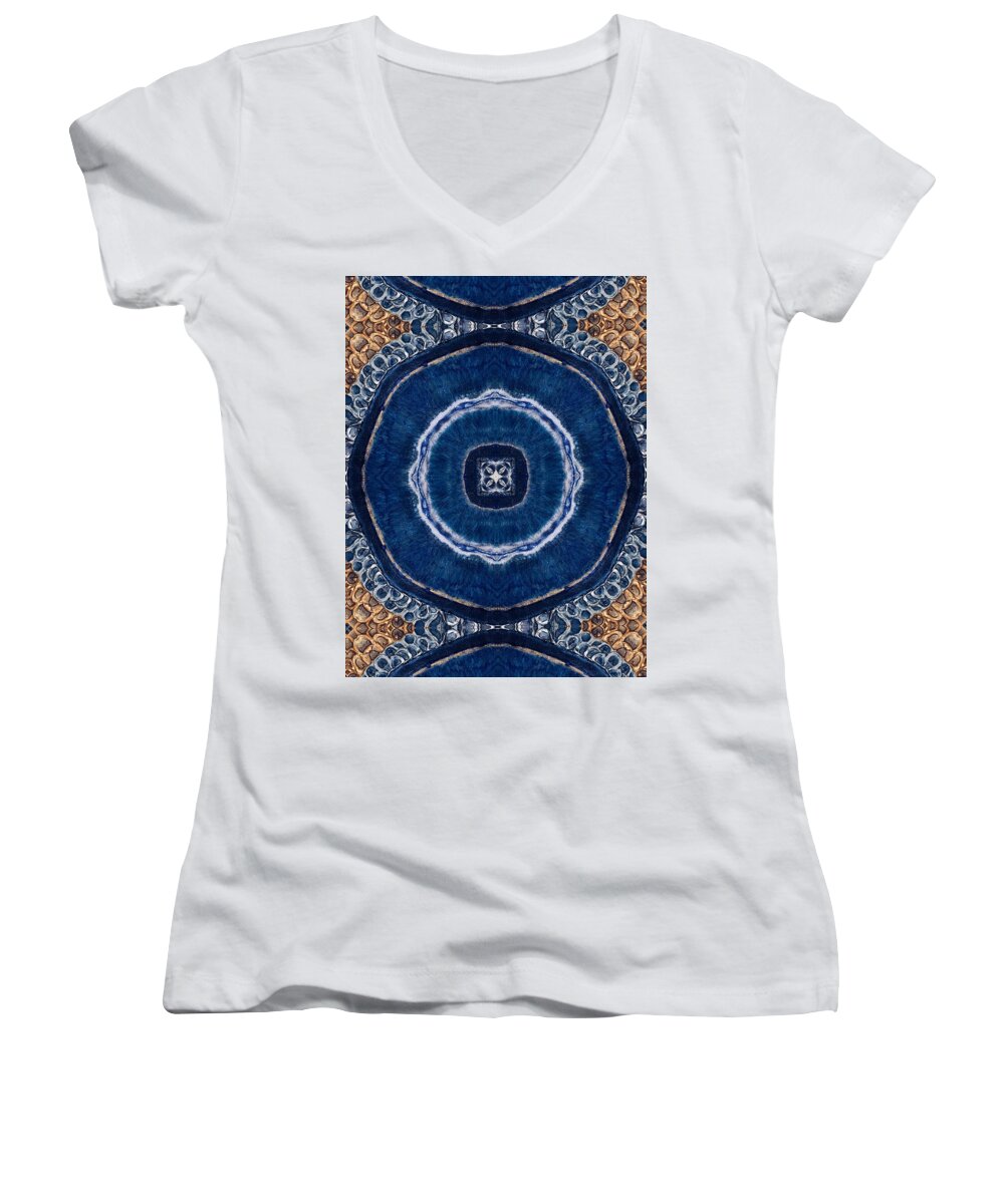 Blue Striped Agate Abstract II - Women's V-Neck