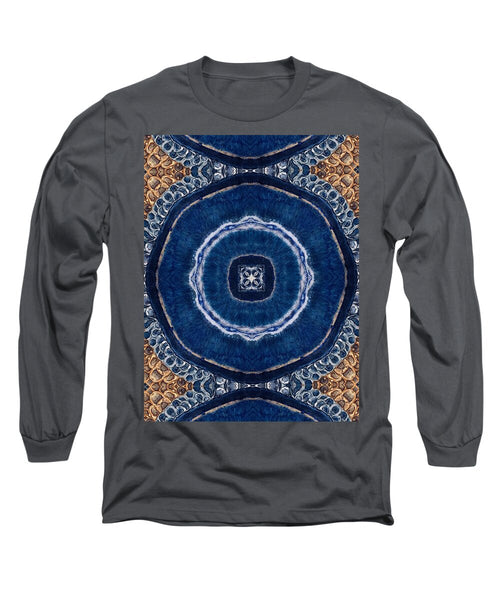 Blue Striped Agate Abstract II - Long Sleeve T-Shirt