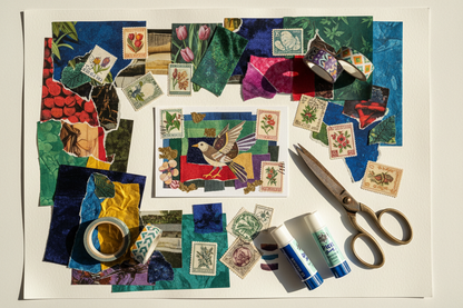 Collage Supplies Flat Lay