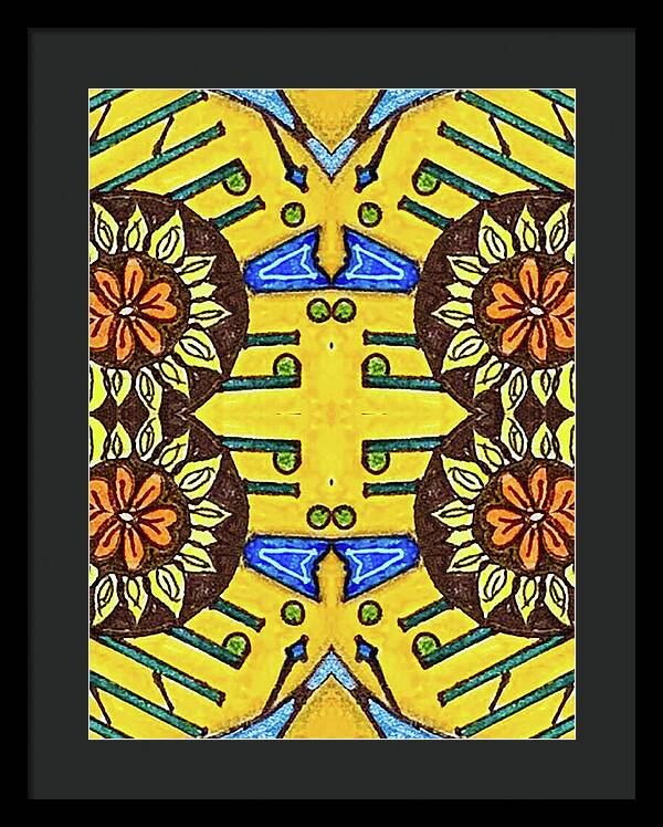 Flower Doodle Drawing II - Framed Print