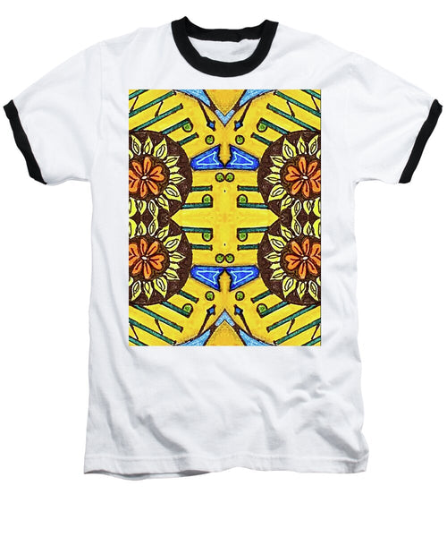Flower Doodle Drawing II - Baseball T-Shirt