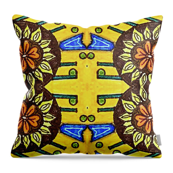 Flower Doodle Drawing II - Throw Pillow