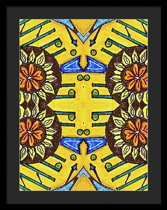 Flower Doodle Drawing II - Framed Print