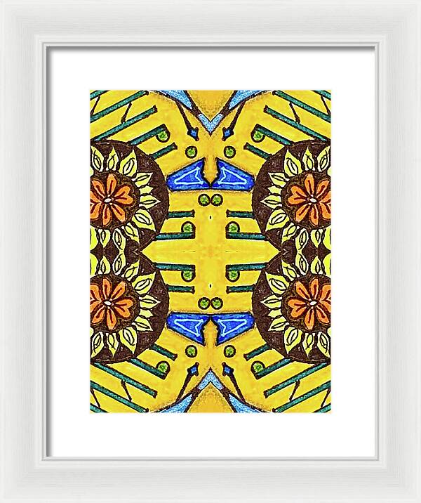 Flower Doodle Drawing II - Framed Print