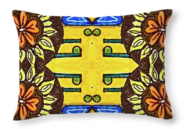 Flower Doodle Drawing II - Throw Pillow