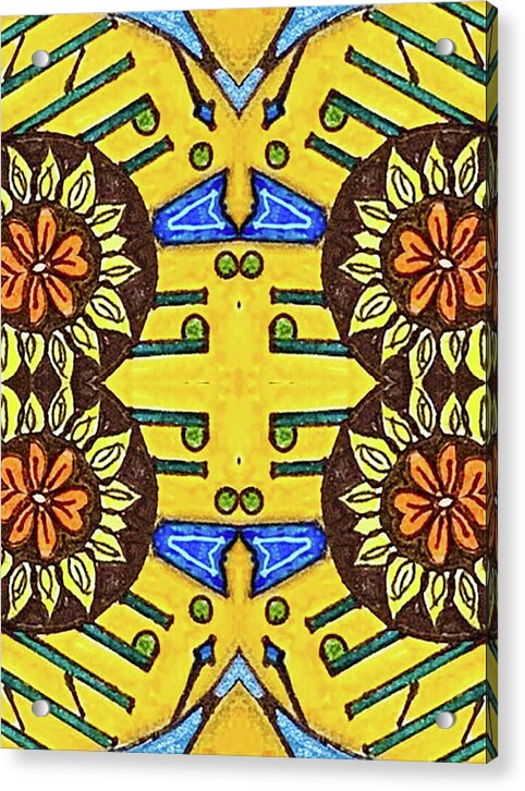 Flower Doodle Drawing II - Acrylic Print