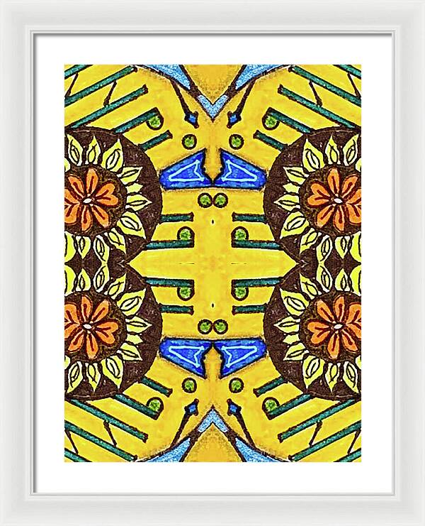 Flower Doodle Drawing II - Framed Print