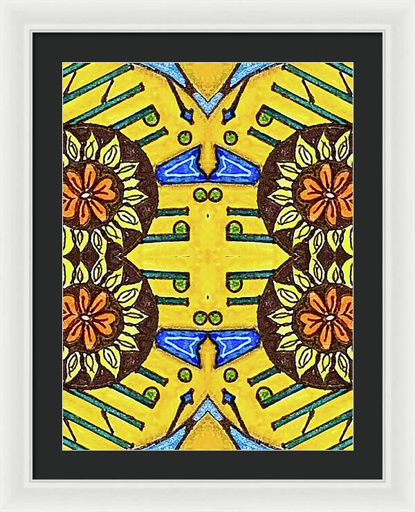 Flower Doodle Drawing II - Framed Print