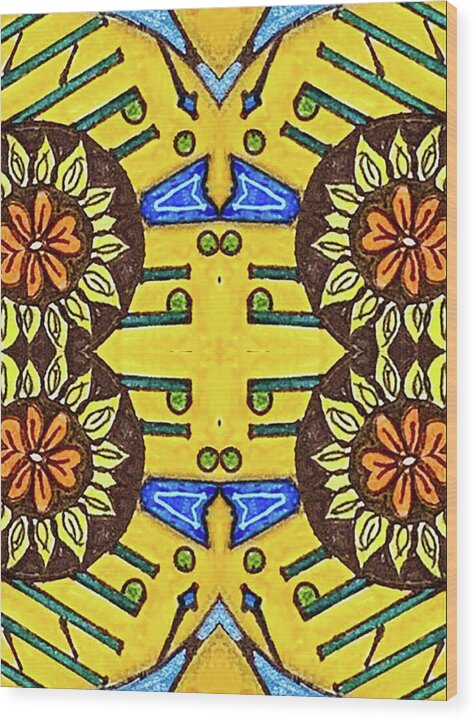 Flower Doodle Drawing II - Wood Print