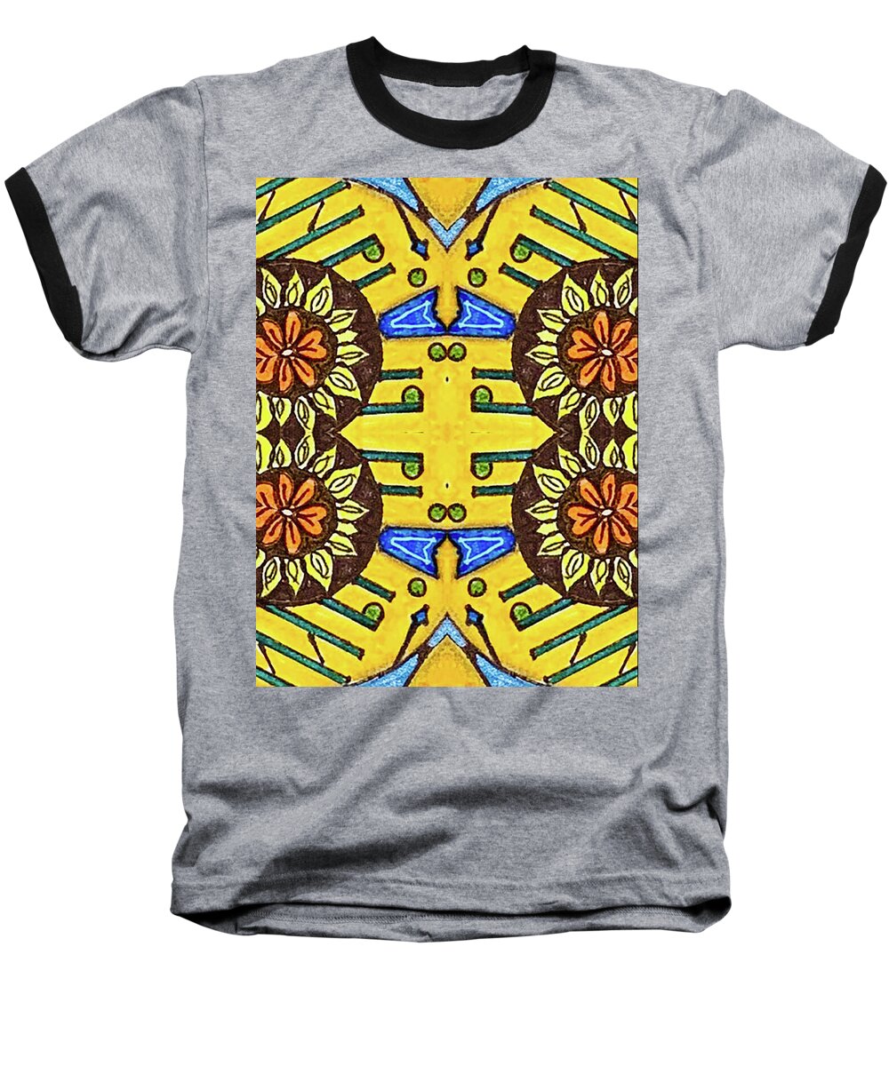 Flower Doodle Drawing II - Baseball T-Shirt