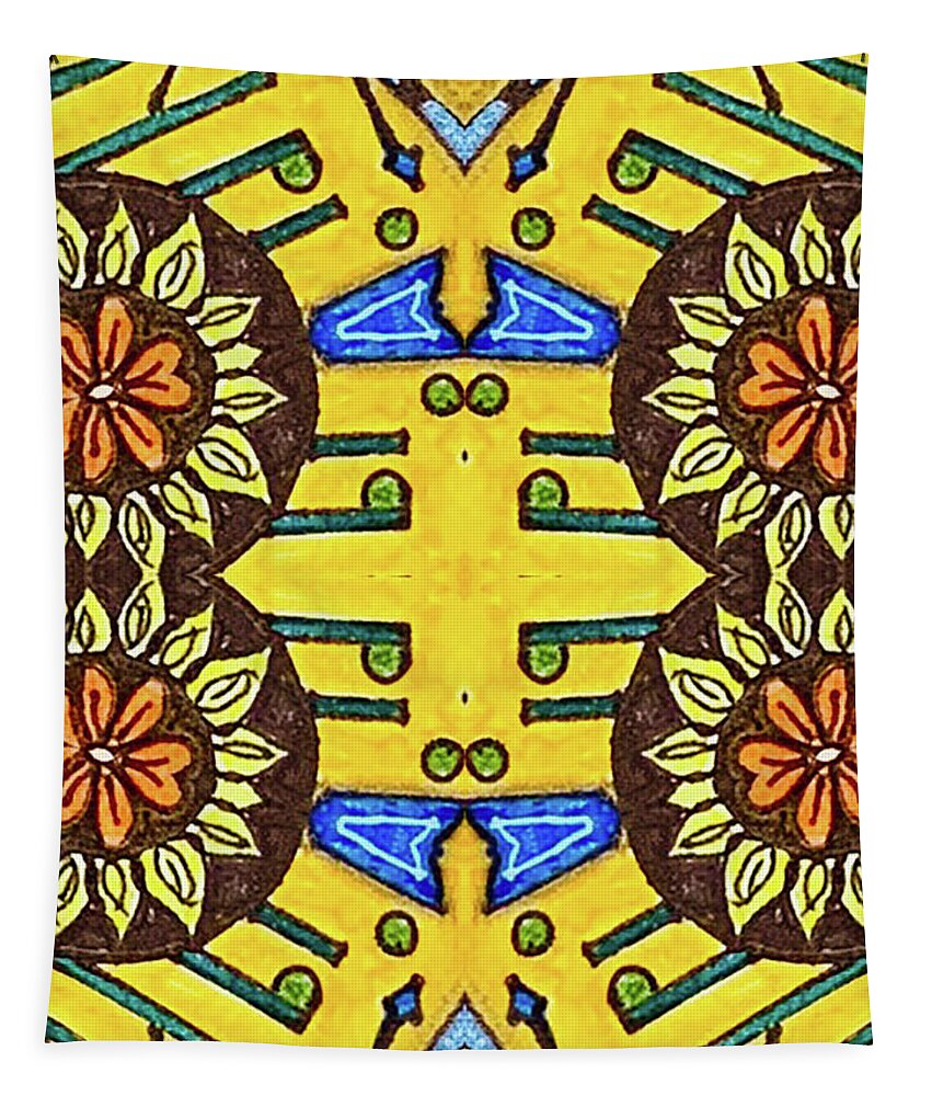 Flower Doodle Drawing II - Tapestry