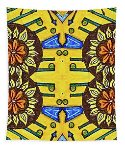 Flower Doodle Drawing II - Tapestry