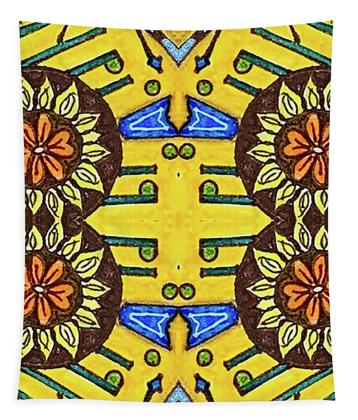 Flower Doodle Drawing II - Tapestry