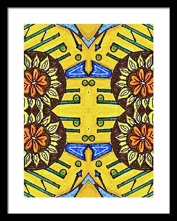 Flower Doodle Drawing II - Framed Print