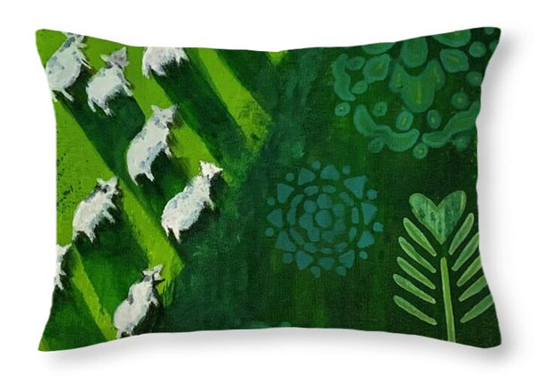 Goats in a Field - Throw Pillow