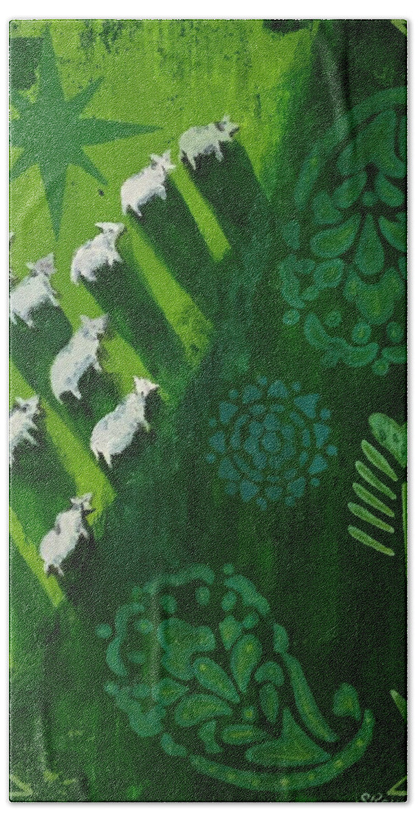 Goats in a Field - Beach Towel