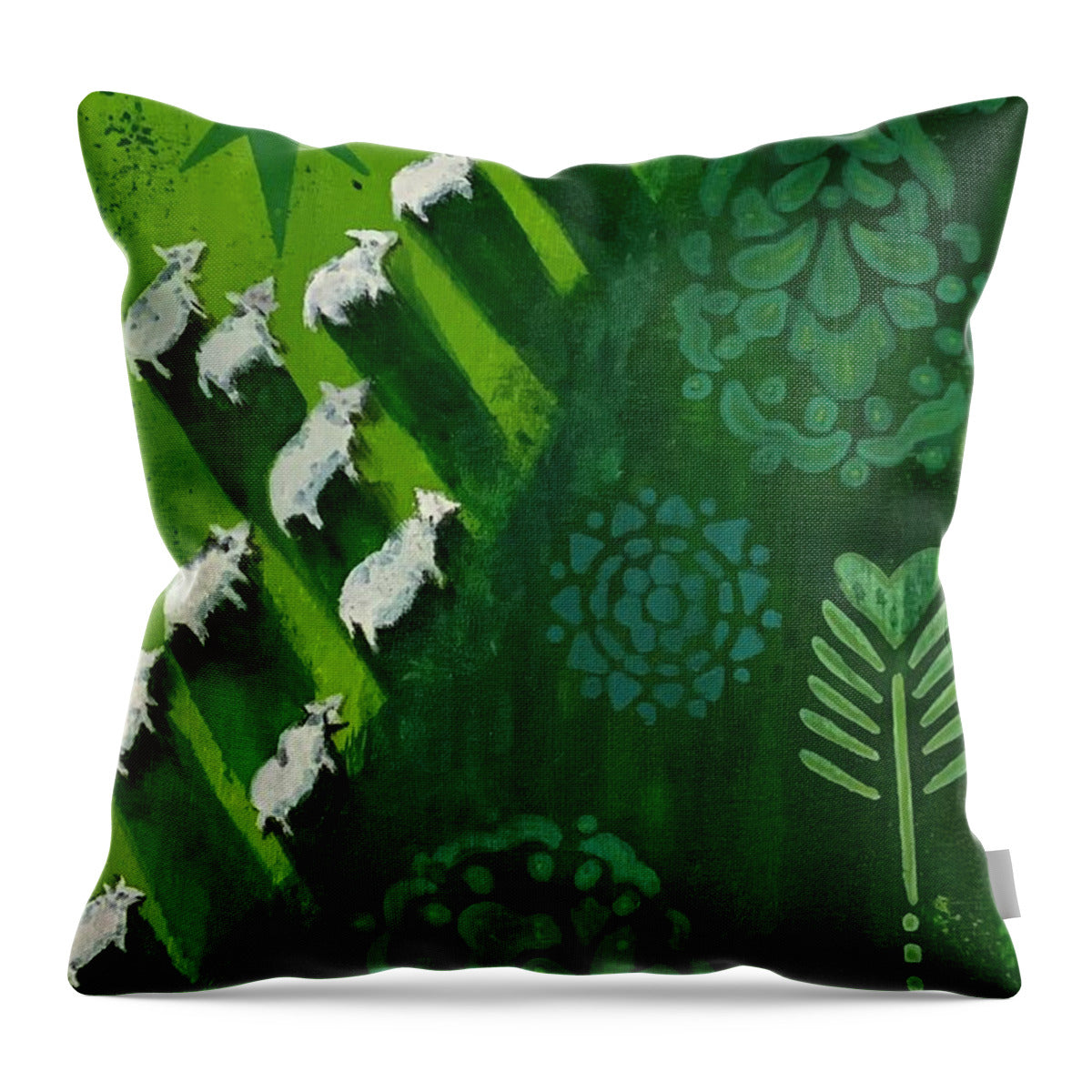 Goats in a Field - Throw Pillow