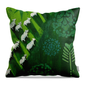 Goats in a Field - Throw Pillow
