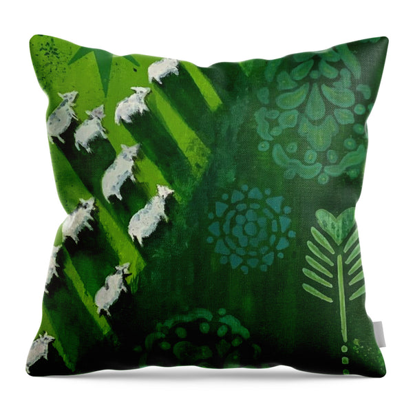 Goats in a Field - Throw Pillow