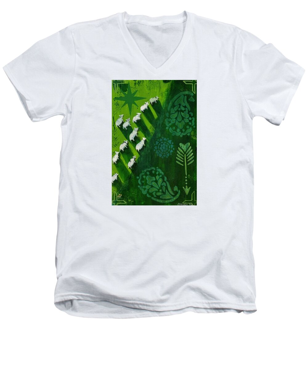Goats in a Field - Men's V-Neck T-Shirt