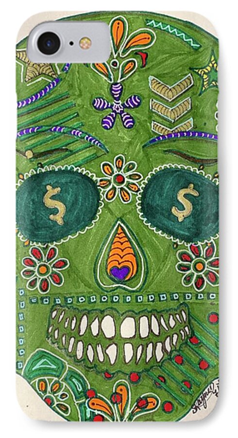 Green Machine Skull Drawing/Doodle - Phone Case