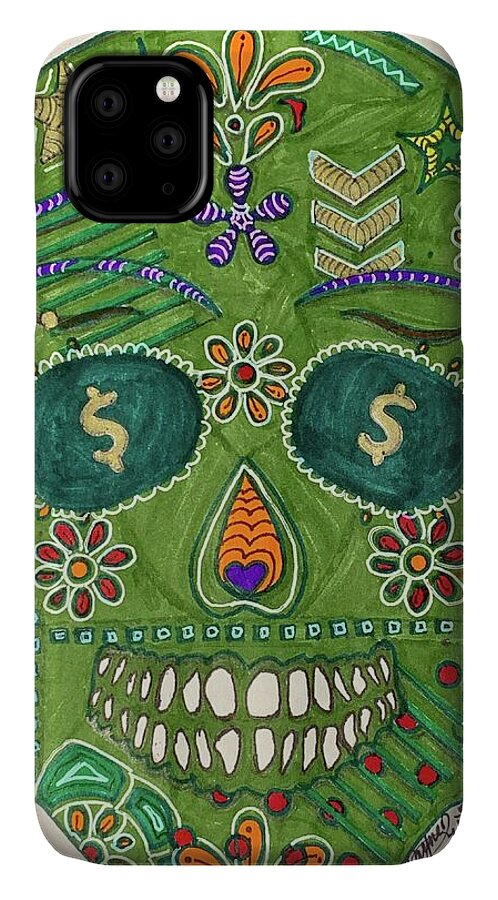 Green Machine Skull Drawing/Doodle - Phone Case