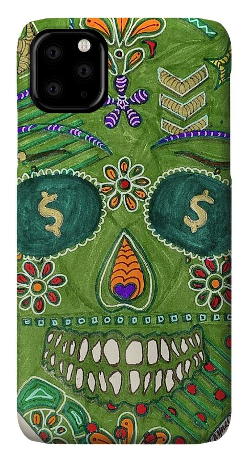 Green Machine Skull Drawing/Doodle - Phone Case