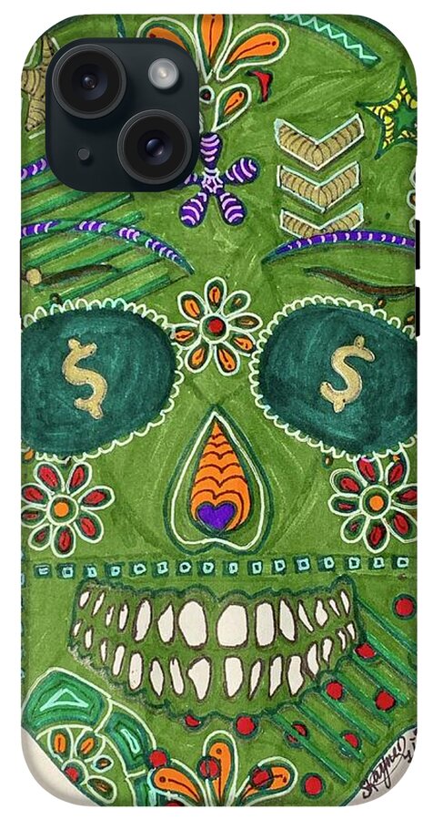 Green Machine Skull Drawing/Doodle - Phone Case