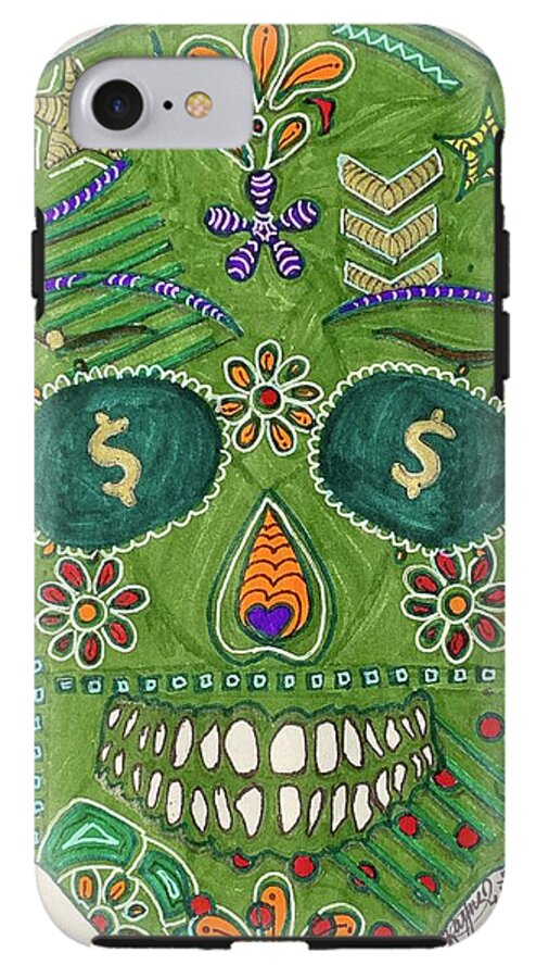 Green Machine Skull Drawing/Doodle - Phone Case