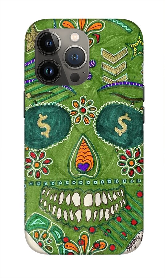 Green Machine Skull Drawing/Doodle - Phone Case