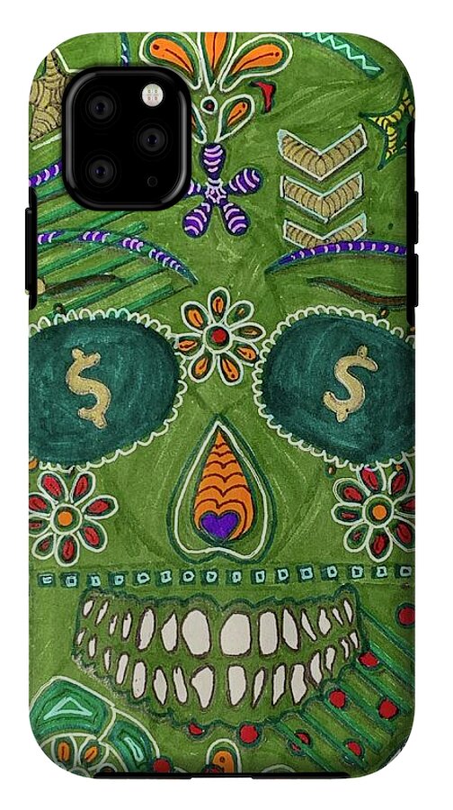 Green Machine Skull Drawing/Doodle - Phone Case